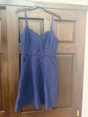 Market & Spruce Navy Scallop-Neck Spaghetti Strap Mini Dress